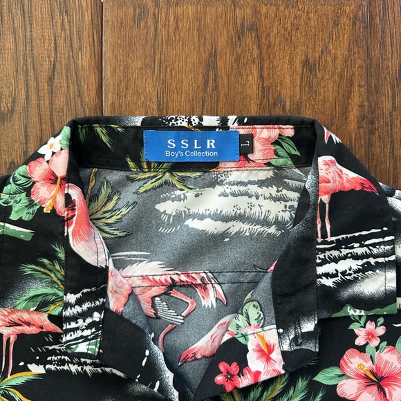 Boys Large Button up Flamingo Shirt - Picture 4 of 5